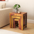 Solid Sheesham Wood Nesting Tables Set of 3