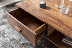 Sheesham Wood Coffee Table with Drawer & Open Shelf